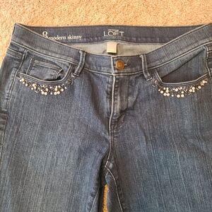 Ann Taylor Loft Modern Skinny Beaded Pocket Size 8 Jeans